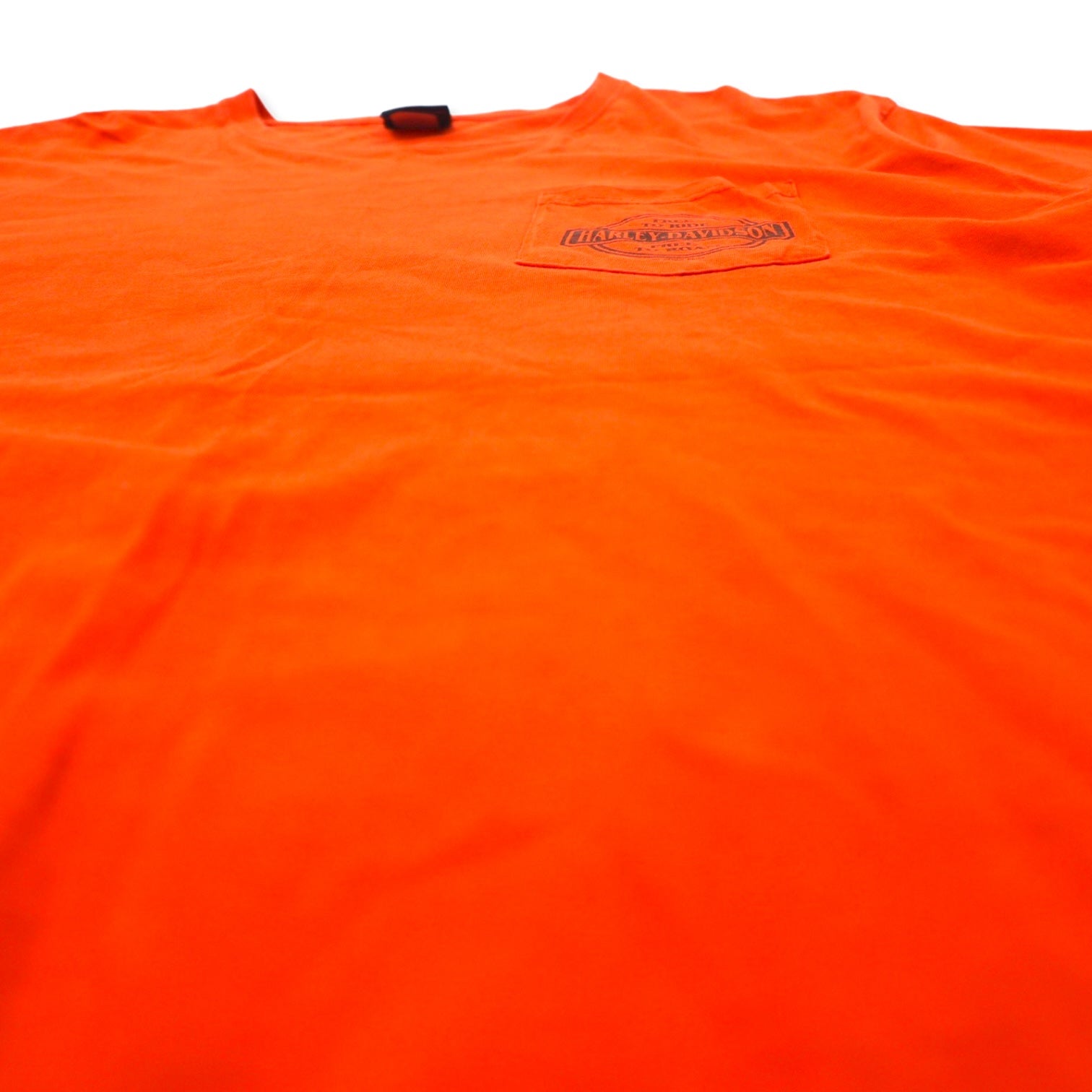 T-shirt HARLEY DAVIDSON con logo stampato, taschino, 2XL, arancione, cotone, FORT WAYNE, INDIANA, taglia grande