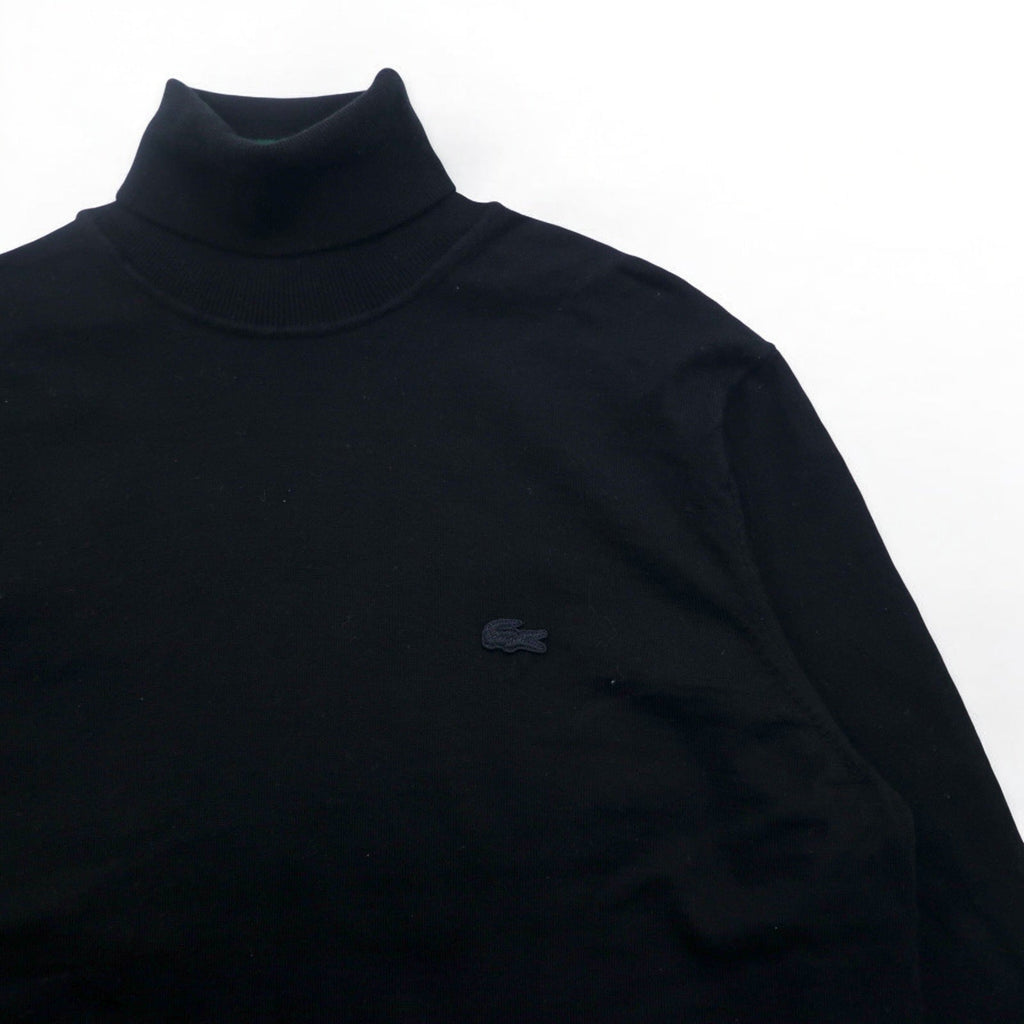 LACOSTE Maglione Collo Alto in Lana Merino XL Nero Pura Lana Logo Ricamato REGULAR FIT AH1959-00