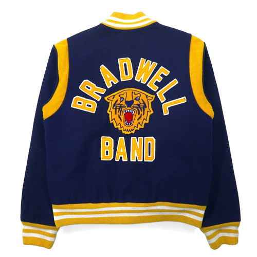 Giacca bomber/college Fordham anni '80, taglia XL, in lana navy, BRADWELL BAND, tigre