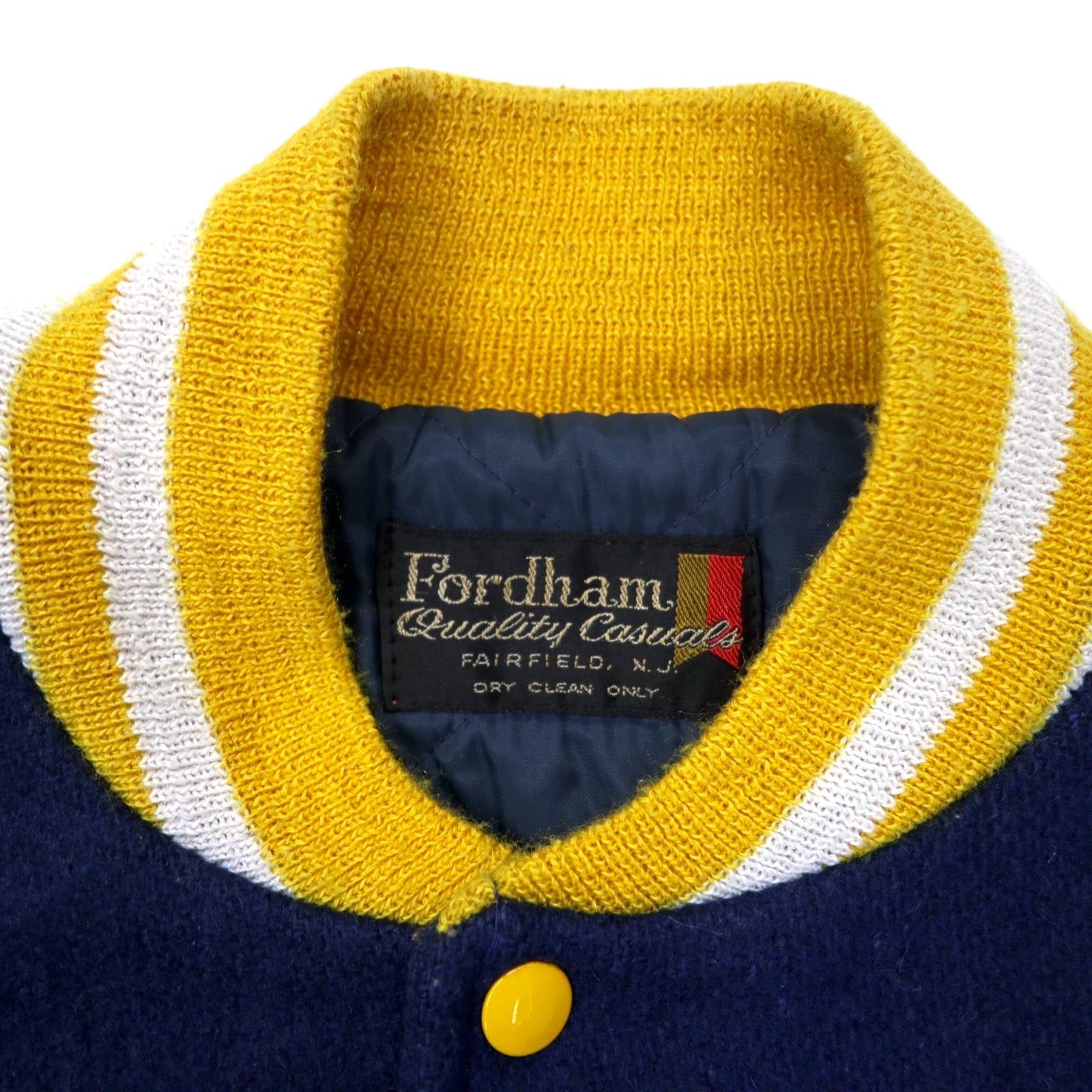 Giacca bomber/college Fordham anni '80, taglia XL, in lana navy, BRADWELL BAND, tigre