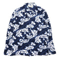 Sears 70年代 カナダ製 ロングカラー 総柄シャツ ポリシャツ L ネイビー 花柄 衿芯 CHEMISE SPORT