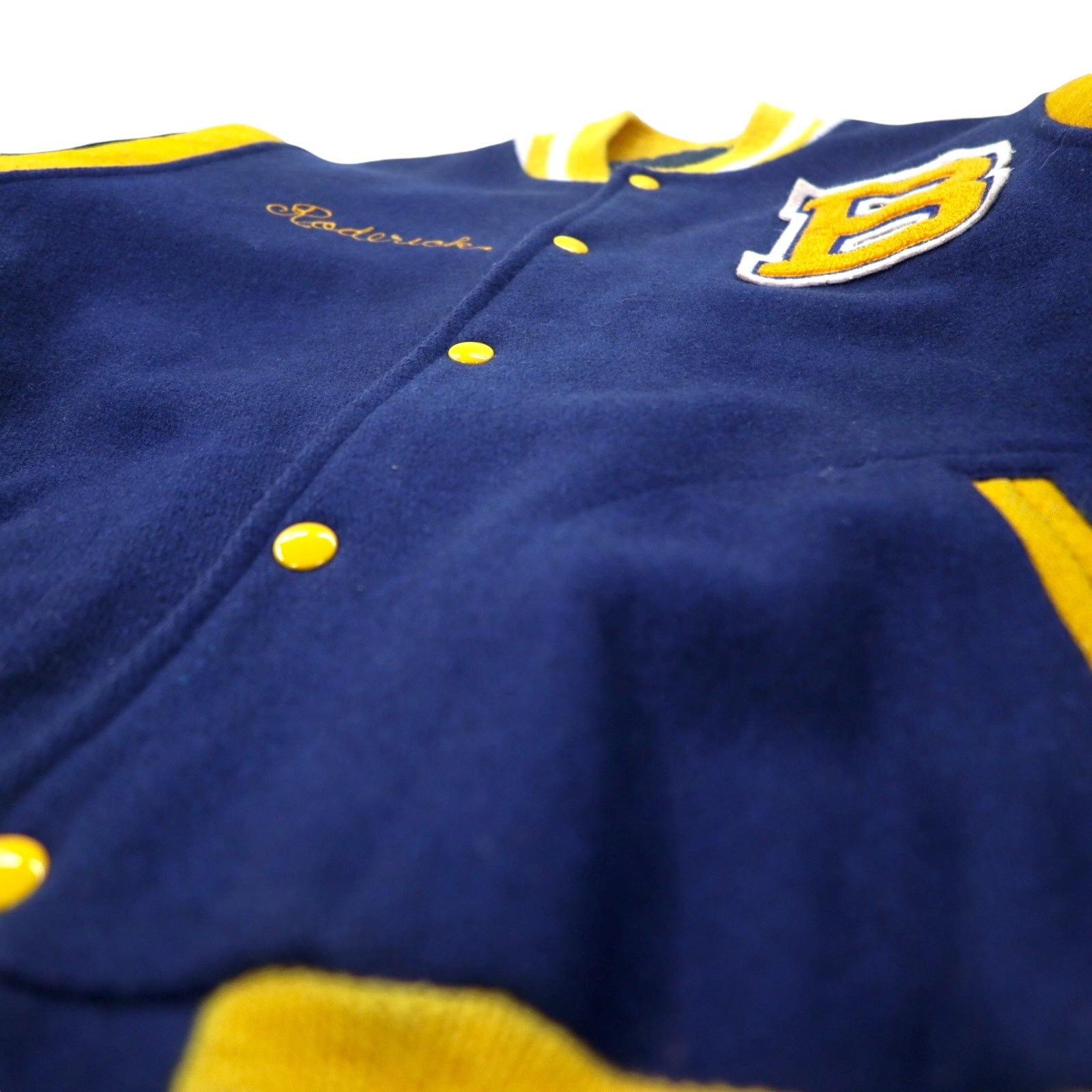 Giacca bomber/college Fordham anni '80, taglia XL, in lana navy, BRADWELL BAND, tigre