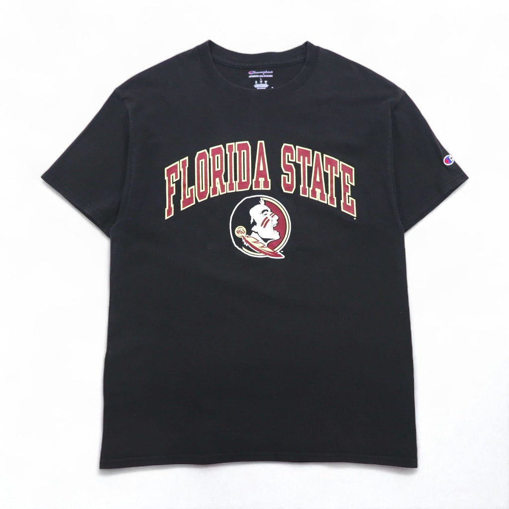 T-shirt Champion stampa College, taglia XL, nera, in cotone, FLORIDA STATE, logo ad arco