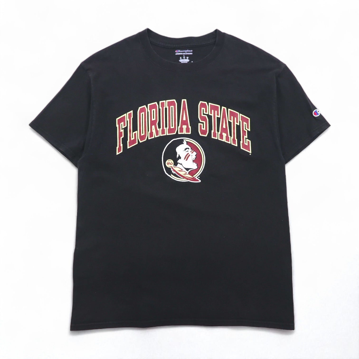 T-shirt Champion stampa College, taglia XL, nera, in cotone, FLORIDA STATE, logo ad arco