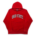 Anni '90 STEVE & BARRY'S felpa con cappuccio Reverse Weave, taglia L, rossa, college OHIO STATE, logo ad arco