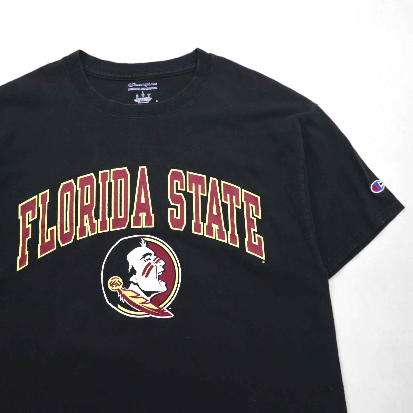 T-shirt Champion stampa College, taglia XL, nera, in cotone, FLORIDA STATE, logo ad arco