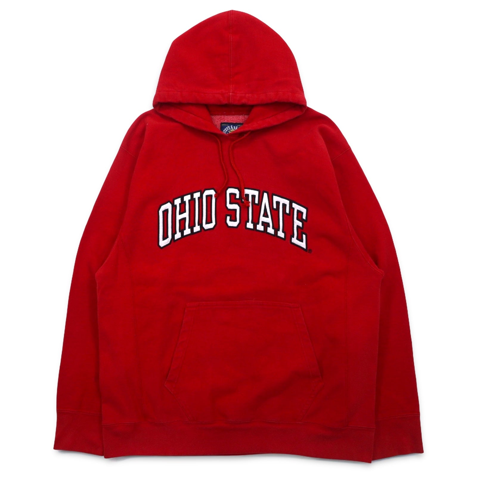 Anni '90 STEVE & BARRY'S felpa con cappuccio Reverse Weave, taglia L, rossa, college OHIO STATE, logo ad arco