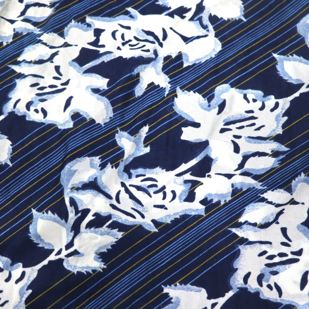 Sears 70年代 カナダ製 ロングカラー 総柄シャツ ポリシャツ L ネイビー 花柄 衿芯 CHEMISE SPORT