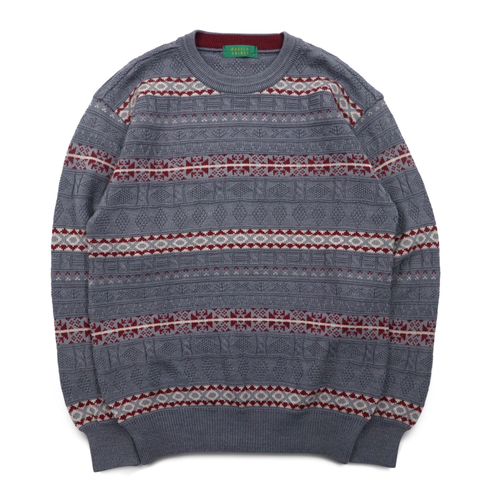 ARNOLD PALMER Anni '90 Maglione jacquard maglia nordic M grigio righe fantasia Made in Japan