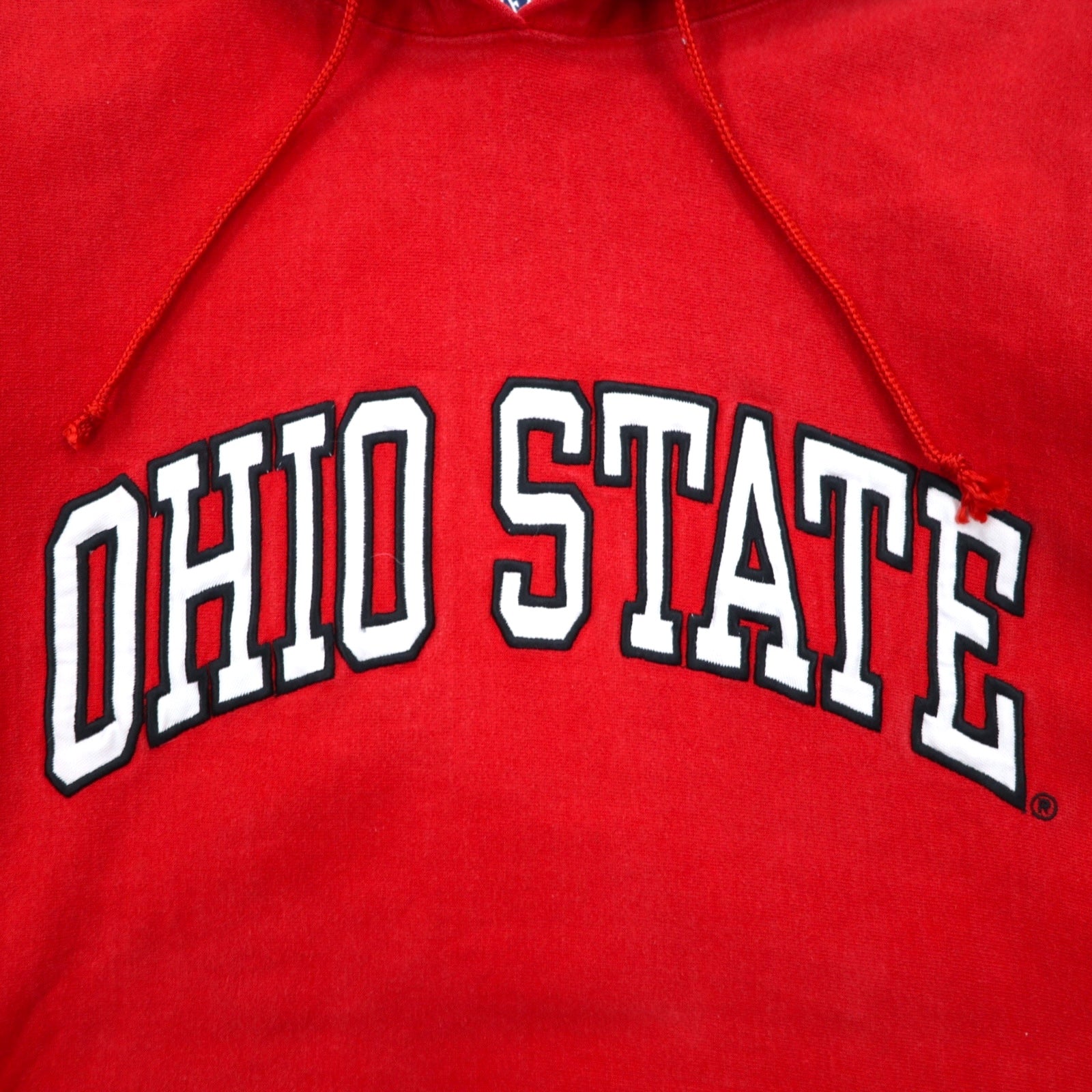 Anni '90 STEVE & BARRY'S felpa con cappuccio Reverse Weave, taglia L, rossa, college OHIO STATE, logo ad arco