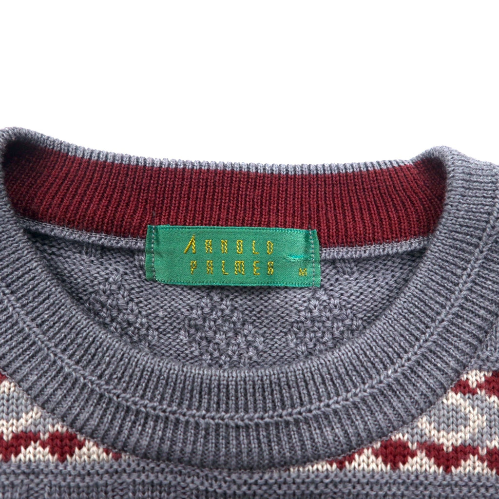 ARNOLD PALMER Anni '90 Maglione jacquard maglia nordic M grigio righe fantasia Made in Japan