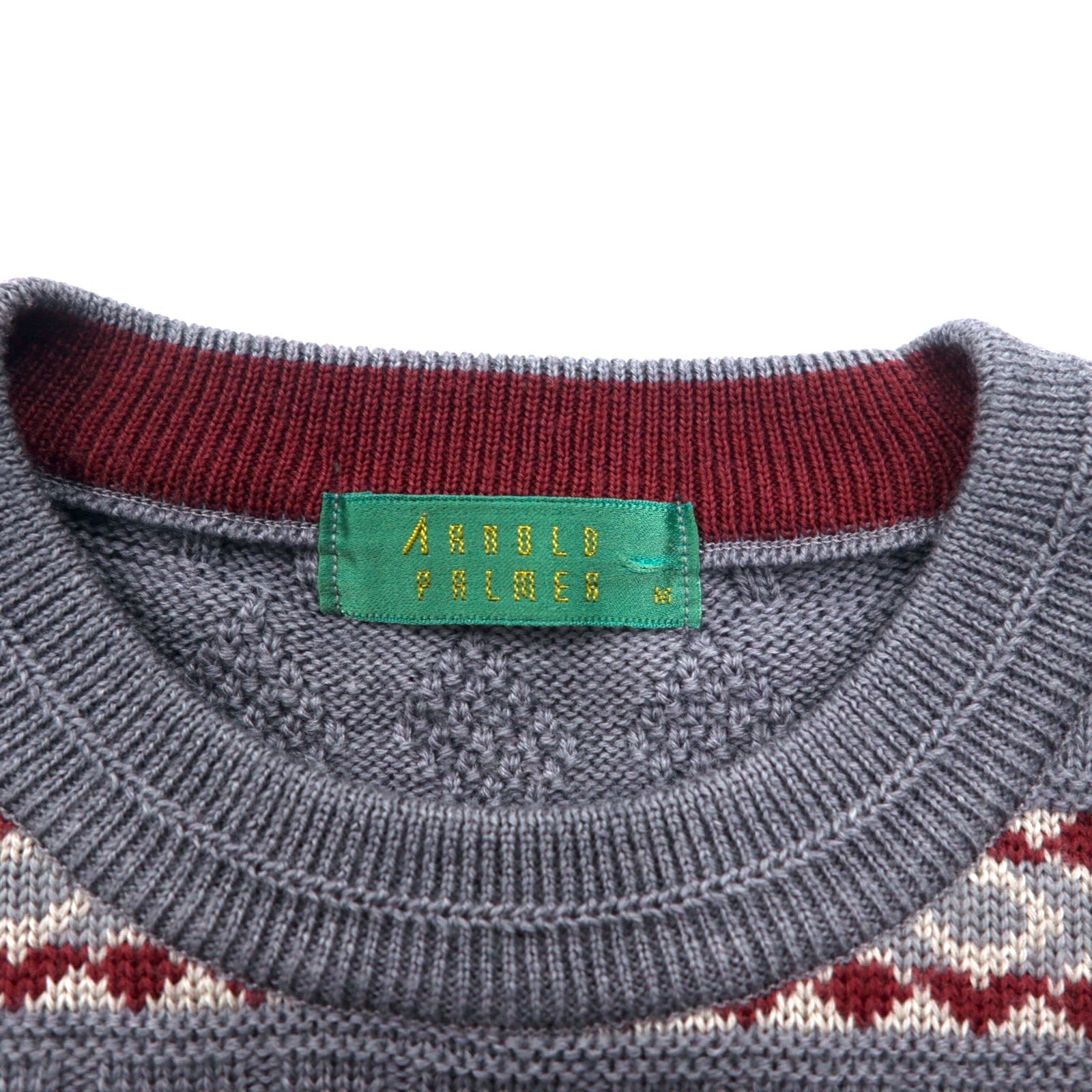 ARNOLD PALMER Anni '90 Maglione jacquard maglia nordic M grigio righe fantasia Made in Japan