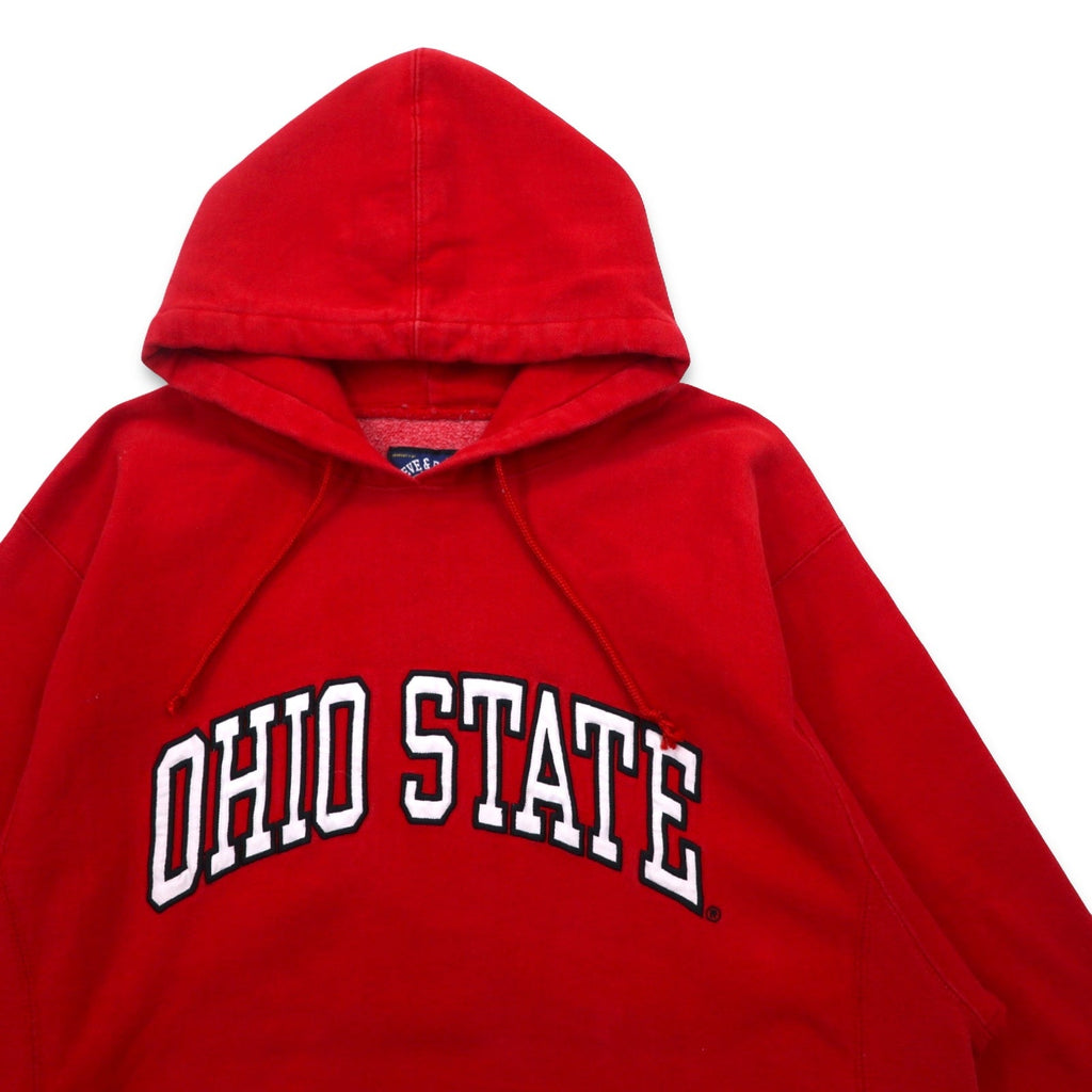 Anni '90 STEVE & BARRY'S felpa con cappuccio Reverse Weave, taglia L, rossa, college OHIO STATE, logo ad arco