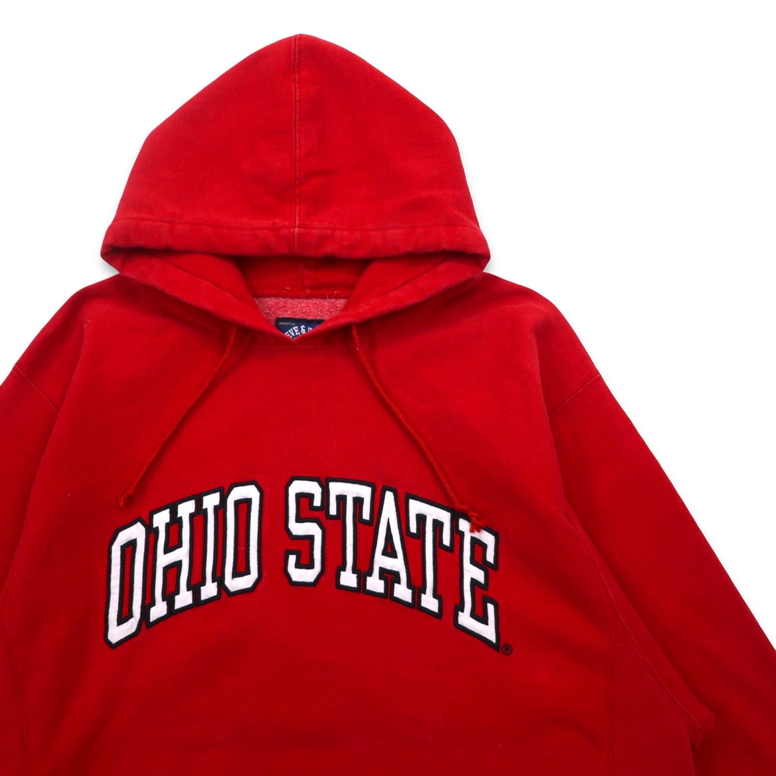 Anni '90 STEVE & BARRY'S felpa con cappuccio Reverse Weave, taglia L, rossa, college OHIO STATE, logo ad arco