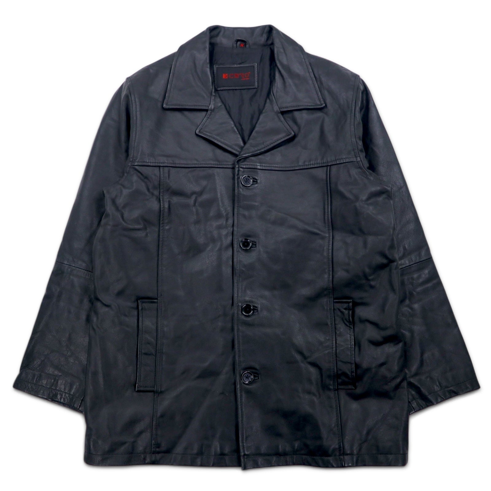 KCERO COMFORT Anni '90 Giacca in pelle Car Coat M Nero Pelle