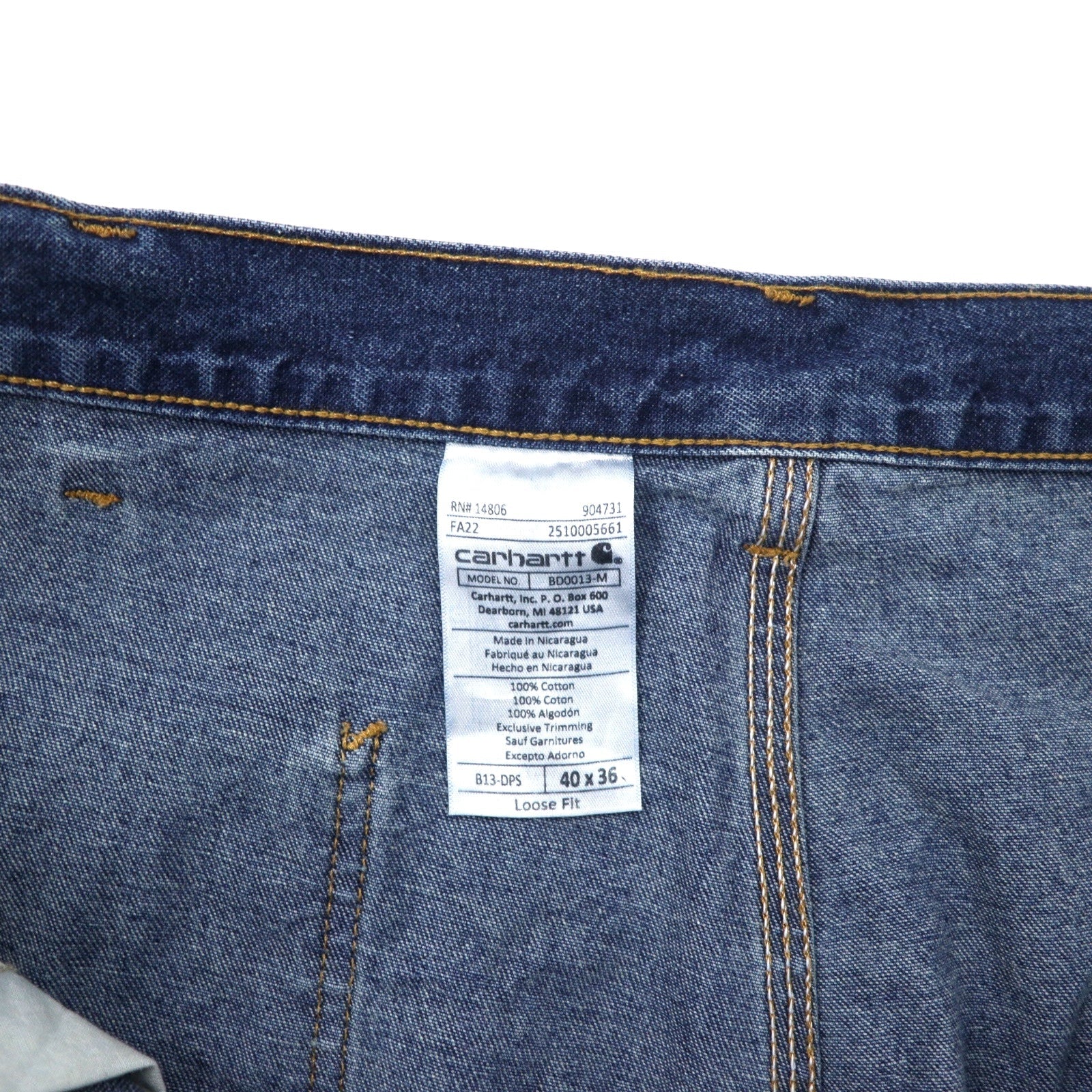 Carhartt Loose Fit Painter Jeans 40 Blu Cotone B13 Loose Fit Work Dungaree Prodotto in Nicaragua