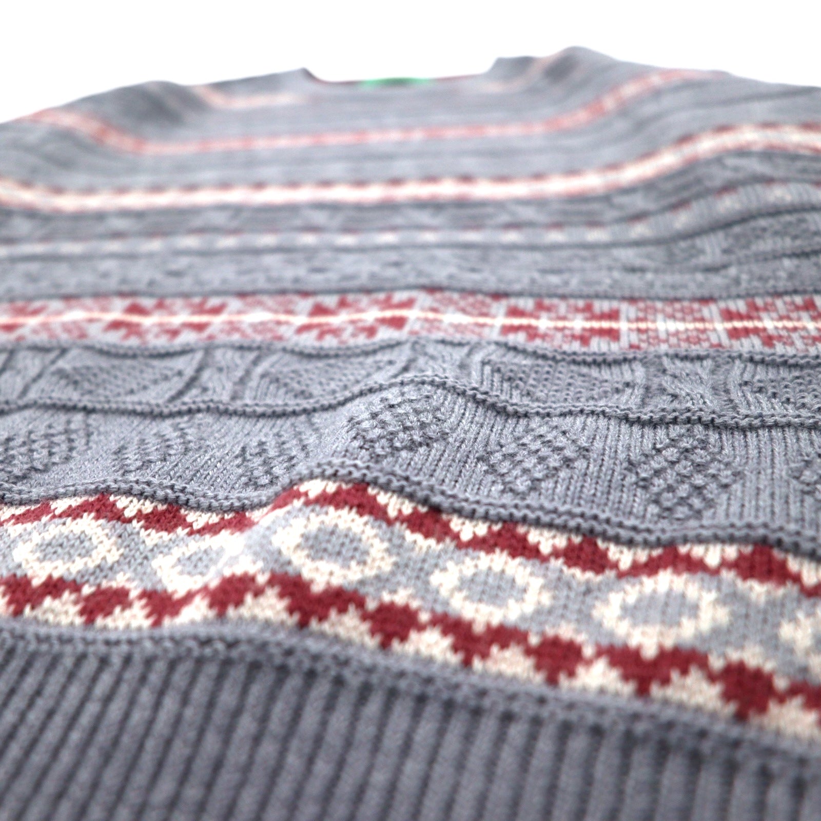 ARNOLD PALMER Anni '90 Maglione jacquard maglia nordic M grigio righe fantasia Made in Japan