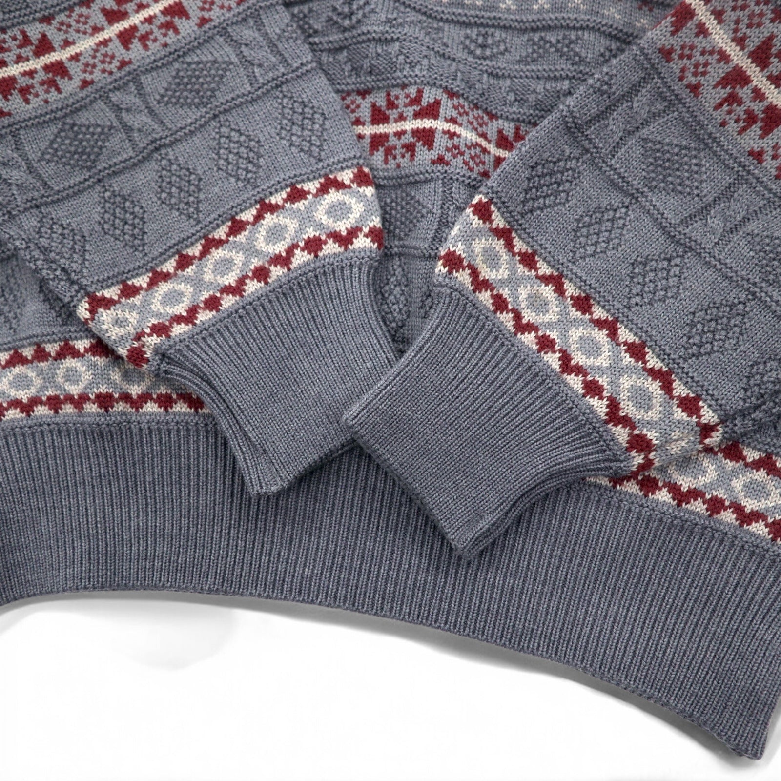 ARNOLD PALMER Anni '90 Maglione jacquard maglia nordic M grigio righe fantasia Made in Japan