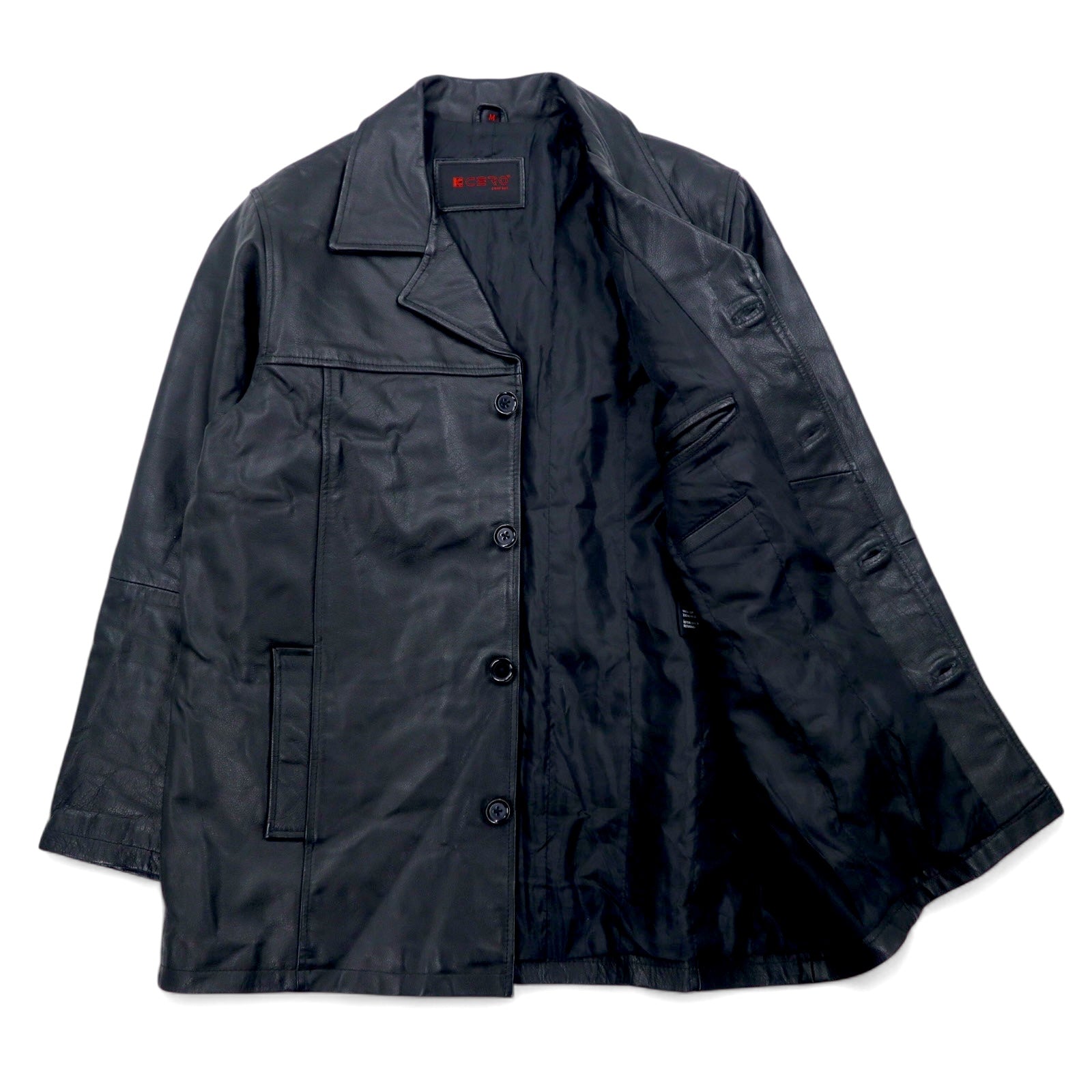 KCERO COMFORT Anni '90 Giacca in pelle Car Coat M Nero Pelle