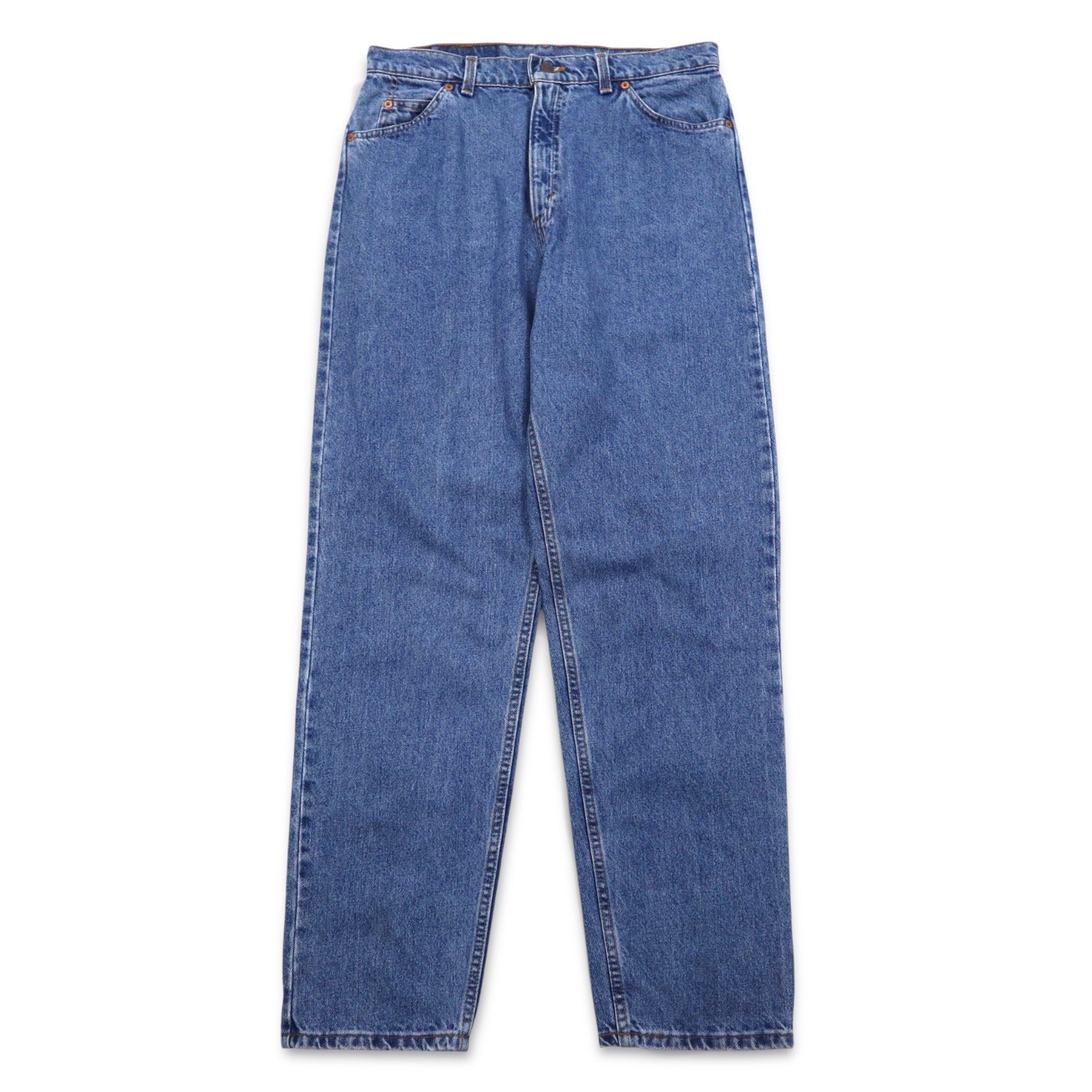 Levi's anni '90, Made in USA, Orange Tab, vestibilità loose fit, denim tapered, taglia L, colore indaco blu, LOOSE FIT STRAIGHT LEG 15961 0766