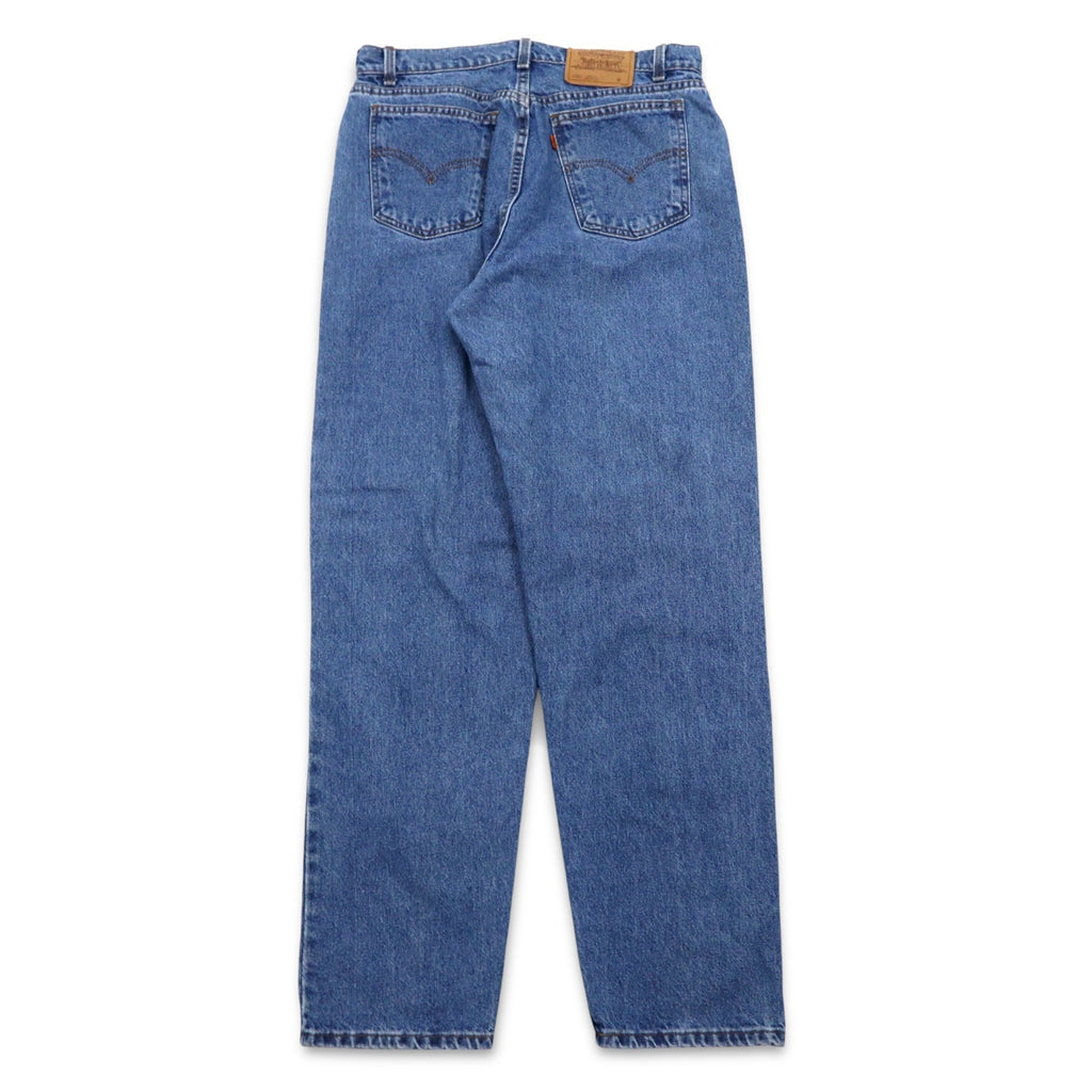 Levi's anni '90, Made in USA, Orange Tab, vestibilità loose fit, denim tapered, taglia L, colore indaco blu, LOOSE FIT STRAIGHT LEG 15961 0766