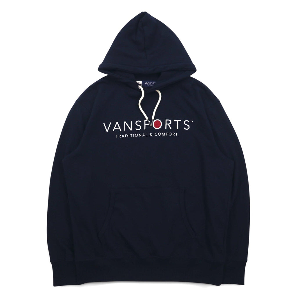 VAN SPORTS Felpa con cappuccio pullover M blu navy cotone stampa logo