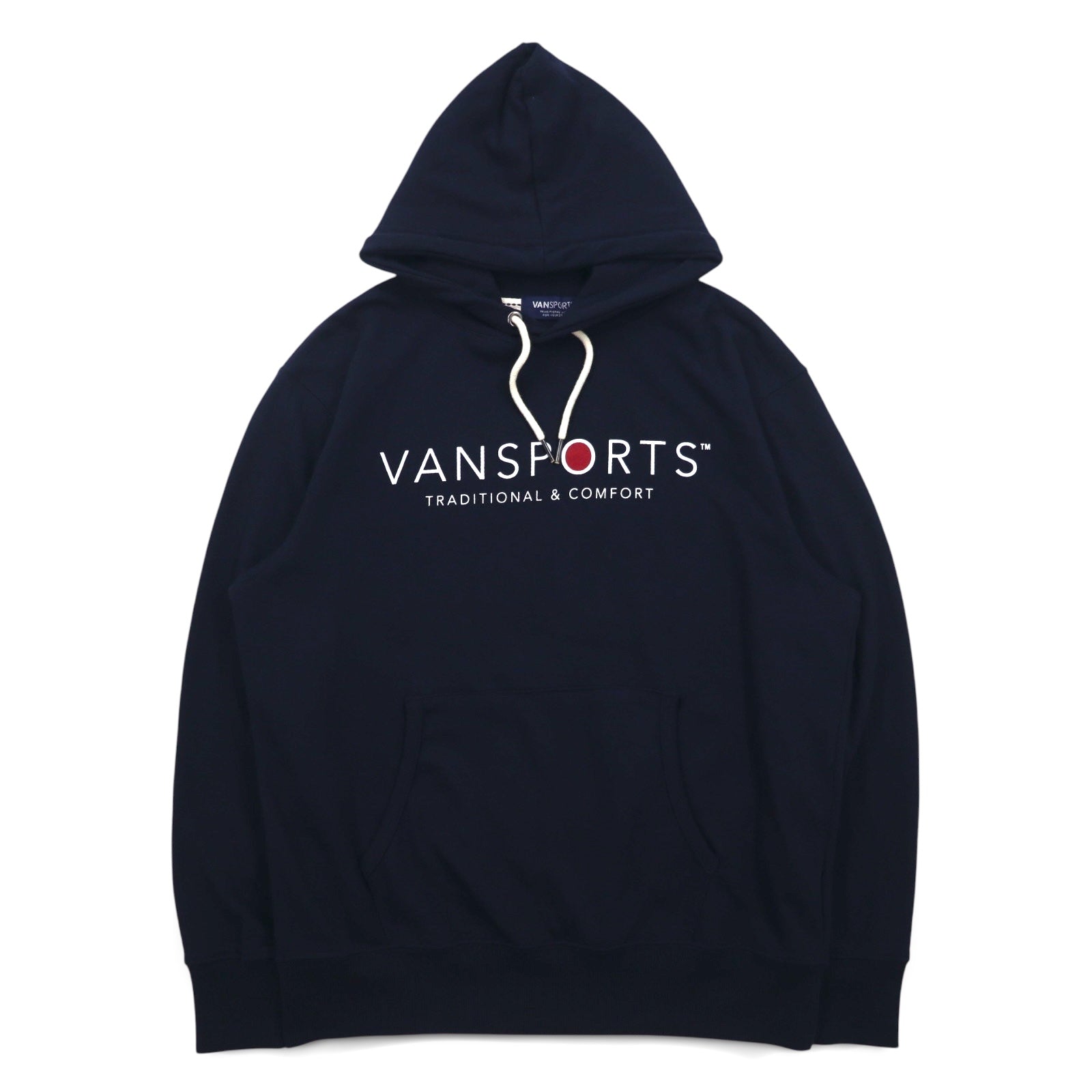 VAN SPORTS プルオーバー パーカー M ネイビー コットン ロゴプリント