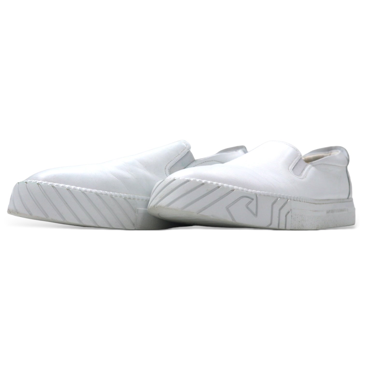 EMPORIO ARMANI Sneakers slip-on in pelle made in Ungheria 28cm bianche EXTRA LIGHT F282