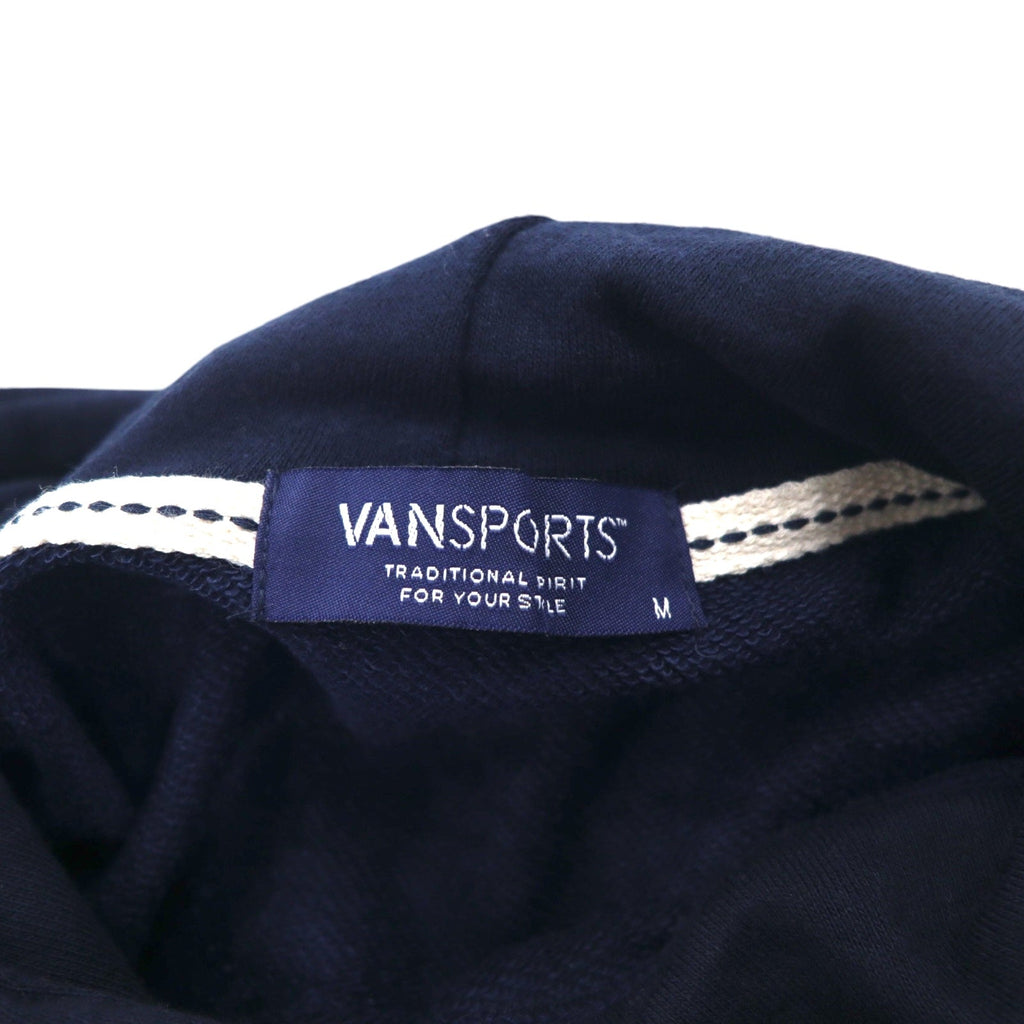 VAN SPORTS Felpa con cappuccio pullover M blu navy cotone stampa logo