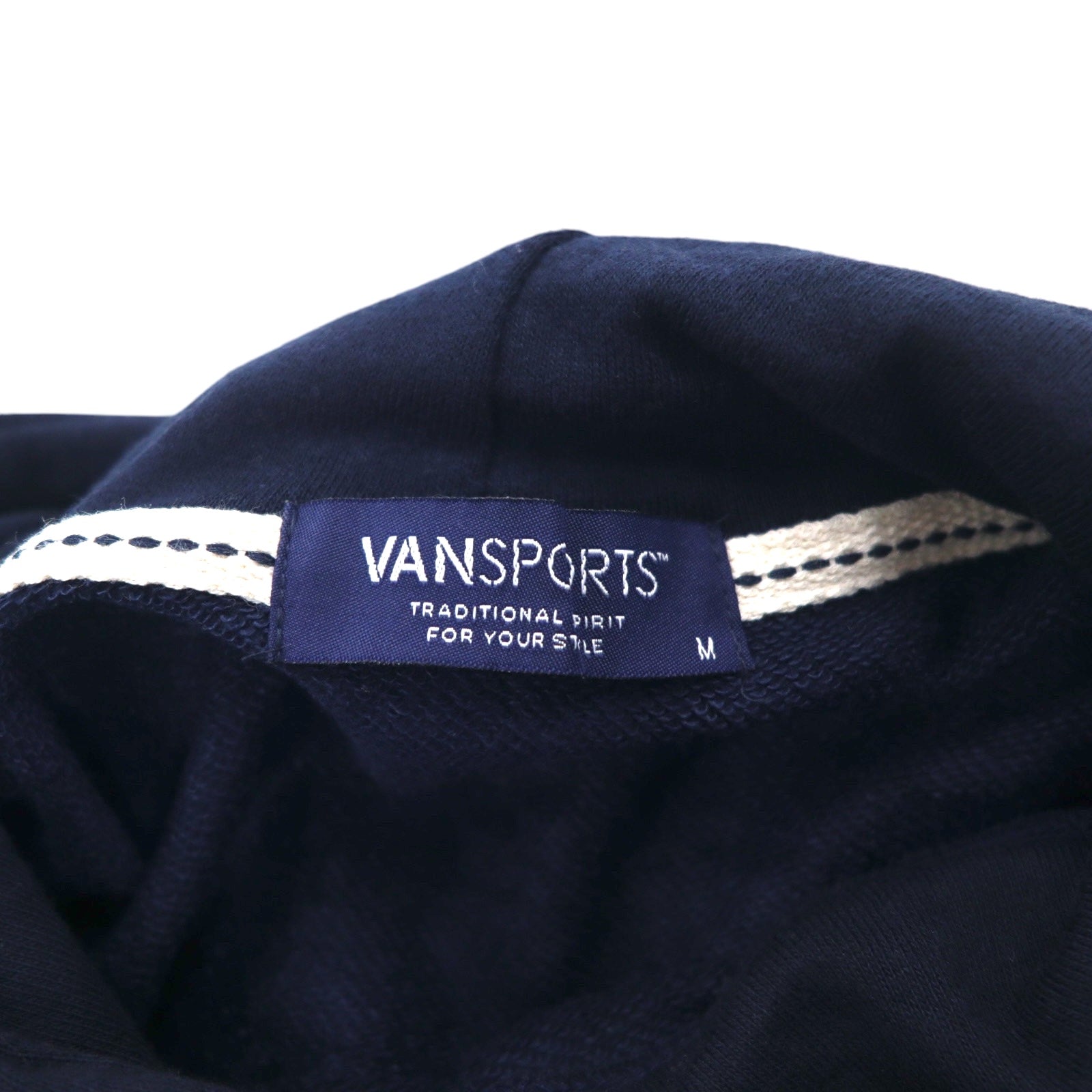 VAN SPORTS Felpa con cappuccio pullover M blu navy cotone stampa logo