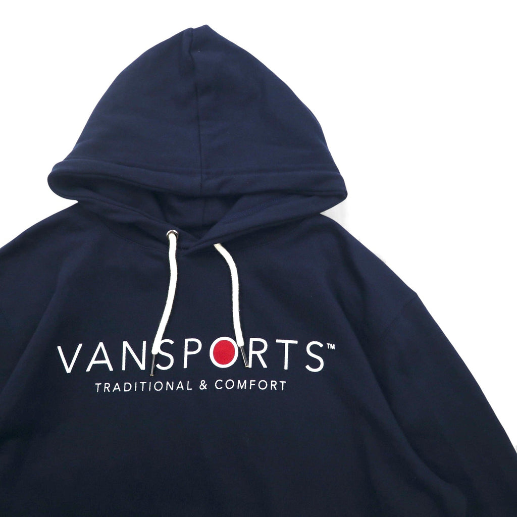 VAN SPORTS Felpa con cappuccio pullover M blu navy cotone stampa logo