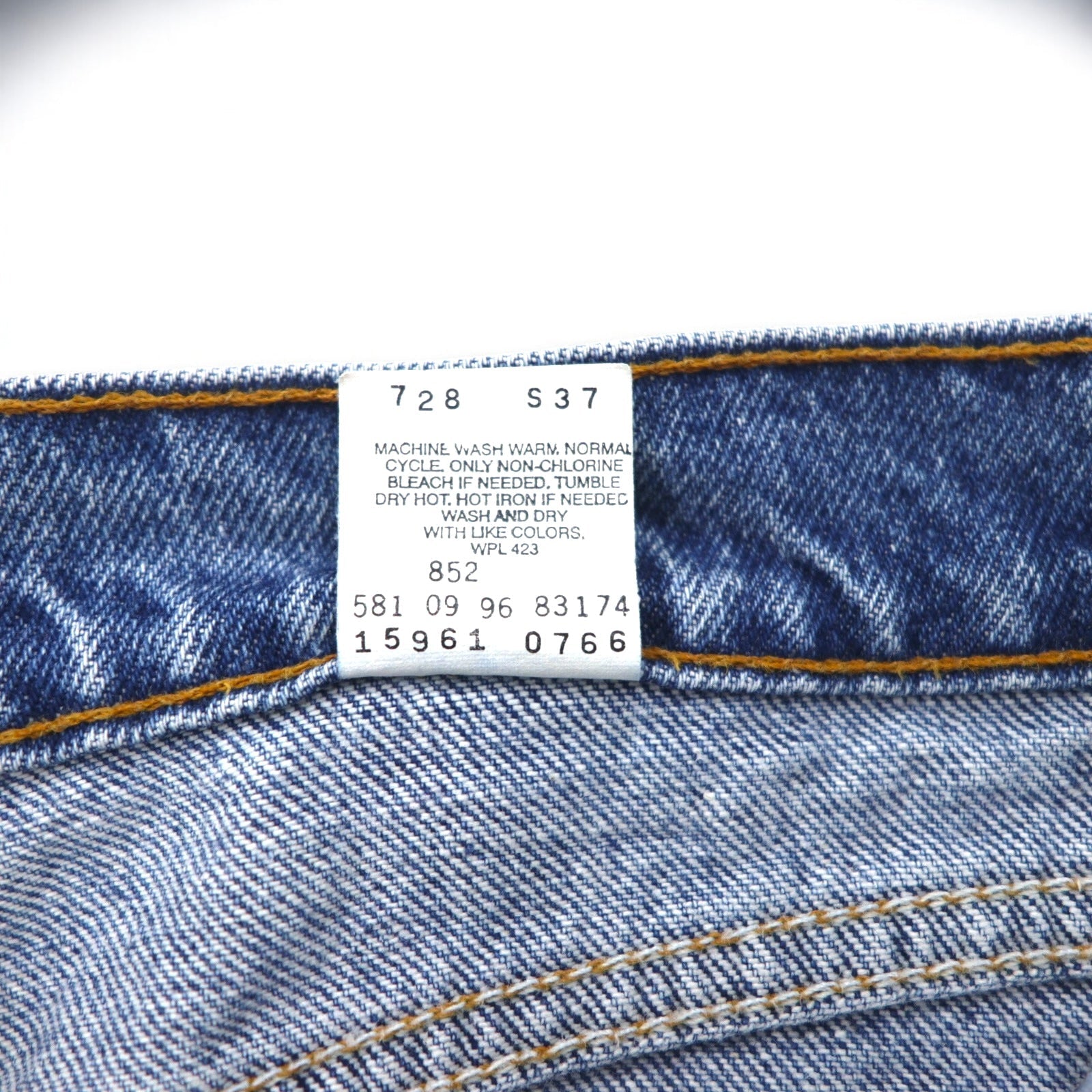 Levi's anni '90, Made in USA, Orange Tab, vestibilità loose fit, denim tapered, taglia L, colore indaco blu, LOOSE FIT STRAIGHT LEG 15961 0766