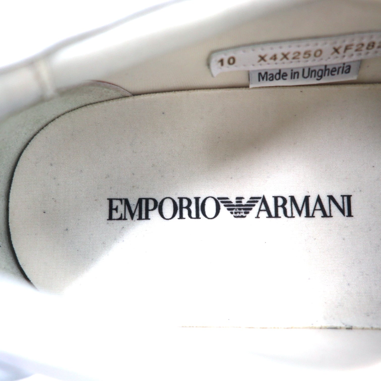 EMPORIO ARMANI Sneakers slip-on in pelle made in Ungheria 28cm bianche EXTRA LIGHT F282