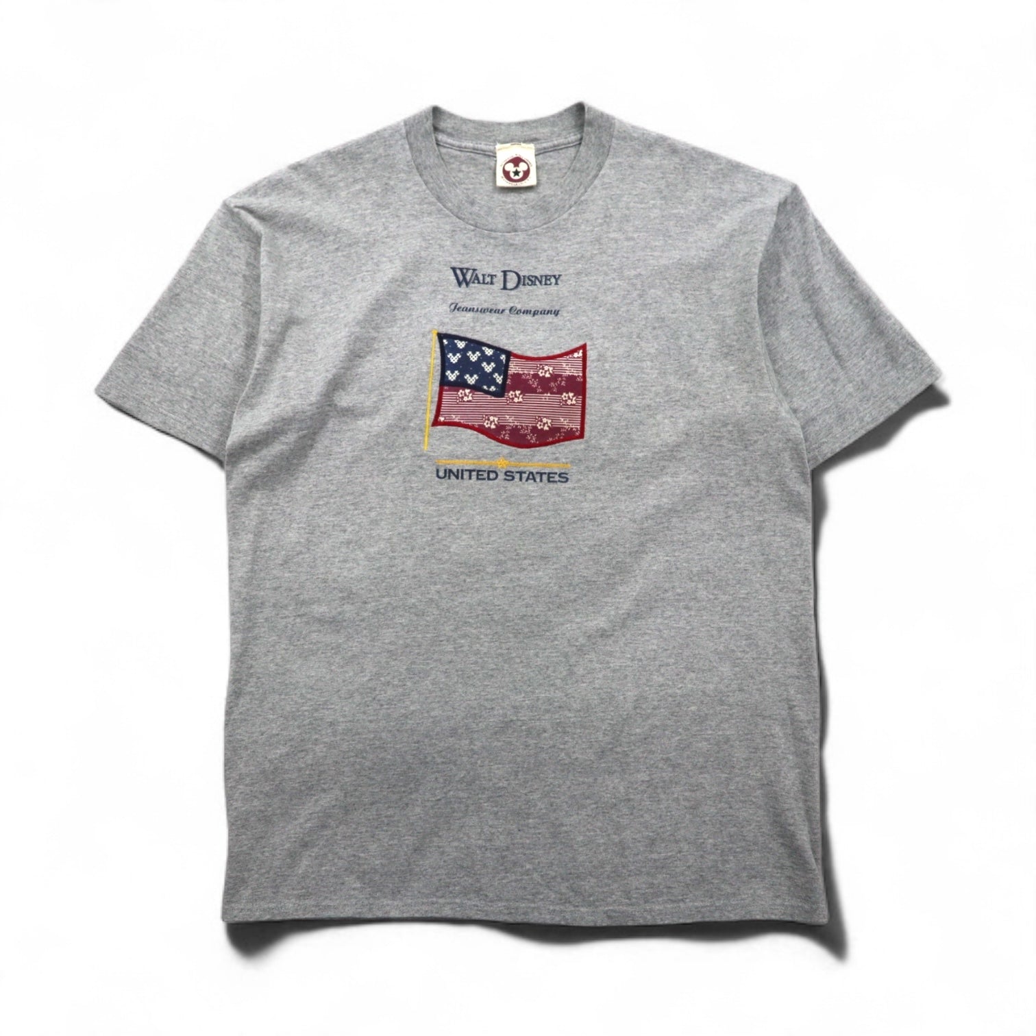T-shirt Disney originale anni '90, Made in USA, Topolino, personaggio, taglia L, grigia, cotone, bandiera americana