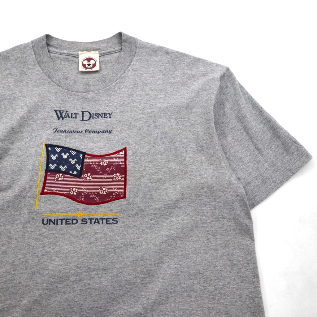 T-shirt Disney originale anni '90, Made in USA, Topolino, personaggio, taglia L, grigia, cotone, bandiera americana