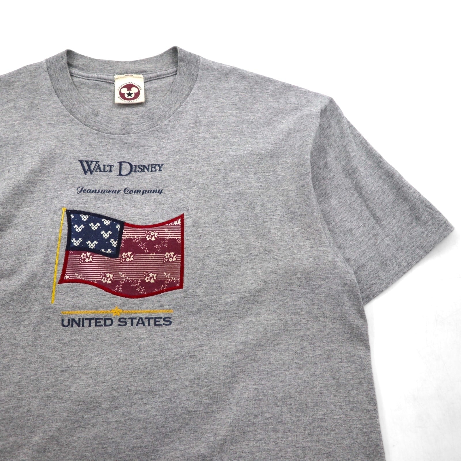 T-shirt Disney originale anni '90, Made in USA, Topolino, personaggio, taglia L, grigia, cotone, bandiera americana