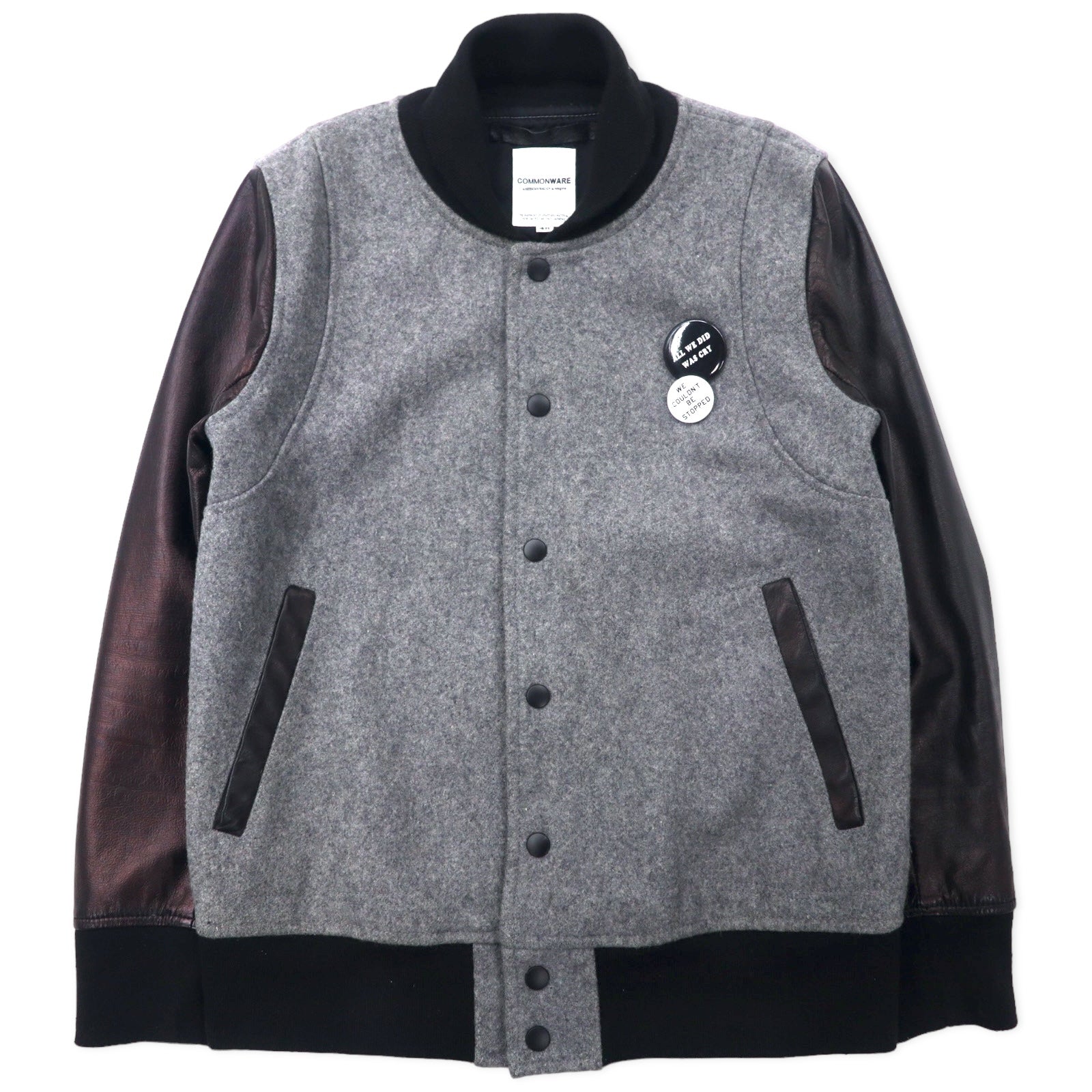 COMMONWARE AMERICAN RAG CIE & MAGINE Giacca da baseball con maniche in pelle di pecora 46 Grigio Lana Pelle di pecora 1344-604MAG