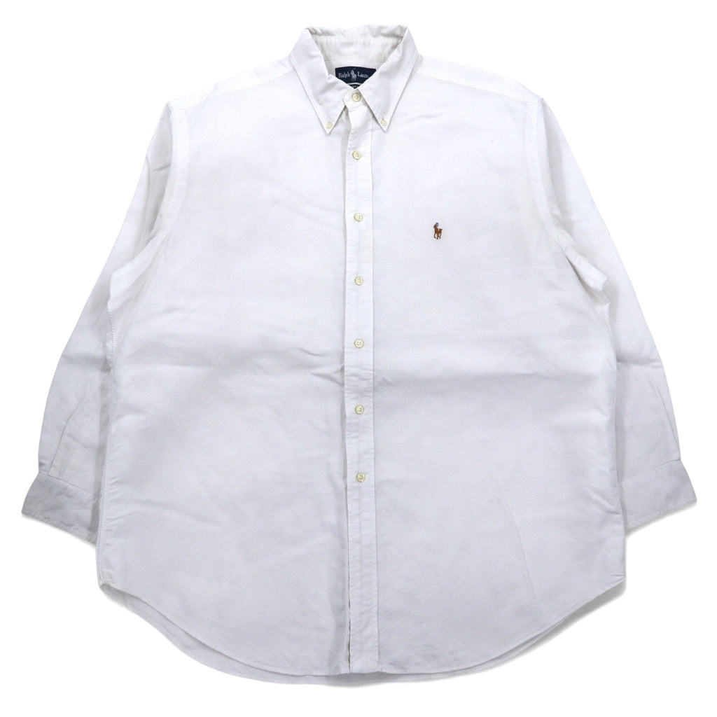 Ralph Lauren anni '90 Oxford Button Down XL Bianco Cotone YARMOUTH Piccolo pony ricamato