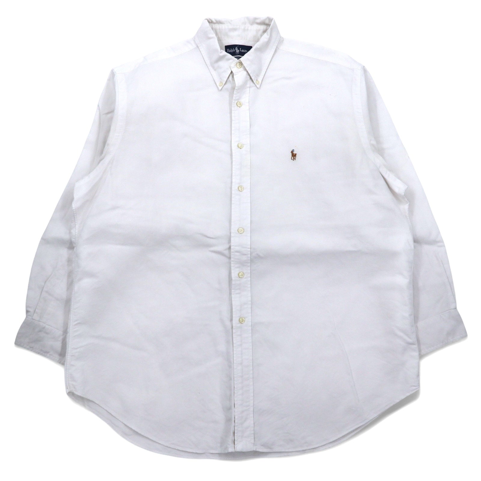 Ralph Lauren anni '90 Oxford Button Down XL Bianco Cotone YARMOUTH Piccolo pony ricamato