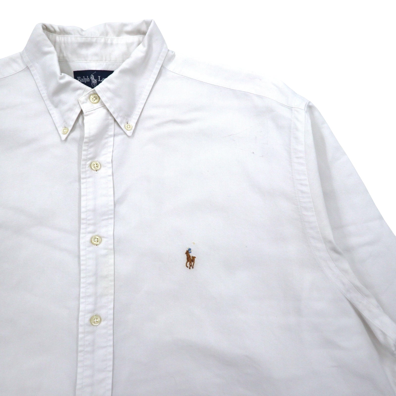 Ralph Lauren anni '90 Oxford Button Down XL Bianco Cotone YARMOUTH Piccolo pony ricamato
