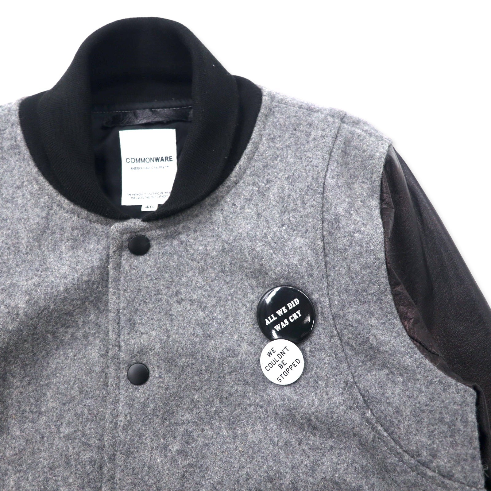 COMMONWARE AMERICAN RAG CIE & MAGINE Giacca da baseball con maniche in pelle di pecora 46 Grigio Lana Pelle di pecora 1344-604MAG