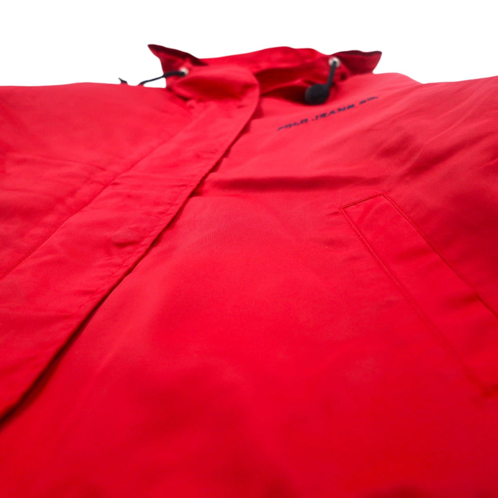 POLO JEANS CO. RALPH LAUREN Giacca con cappuccio in nylon anni '90 S rossa con imbottitura e fodera trapuntata
