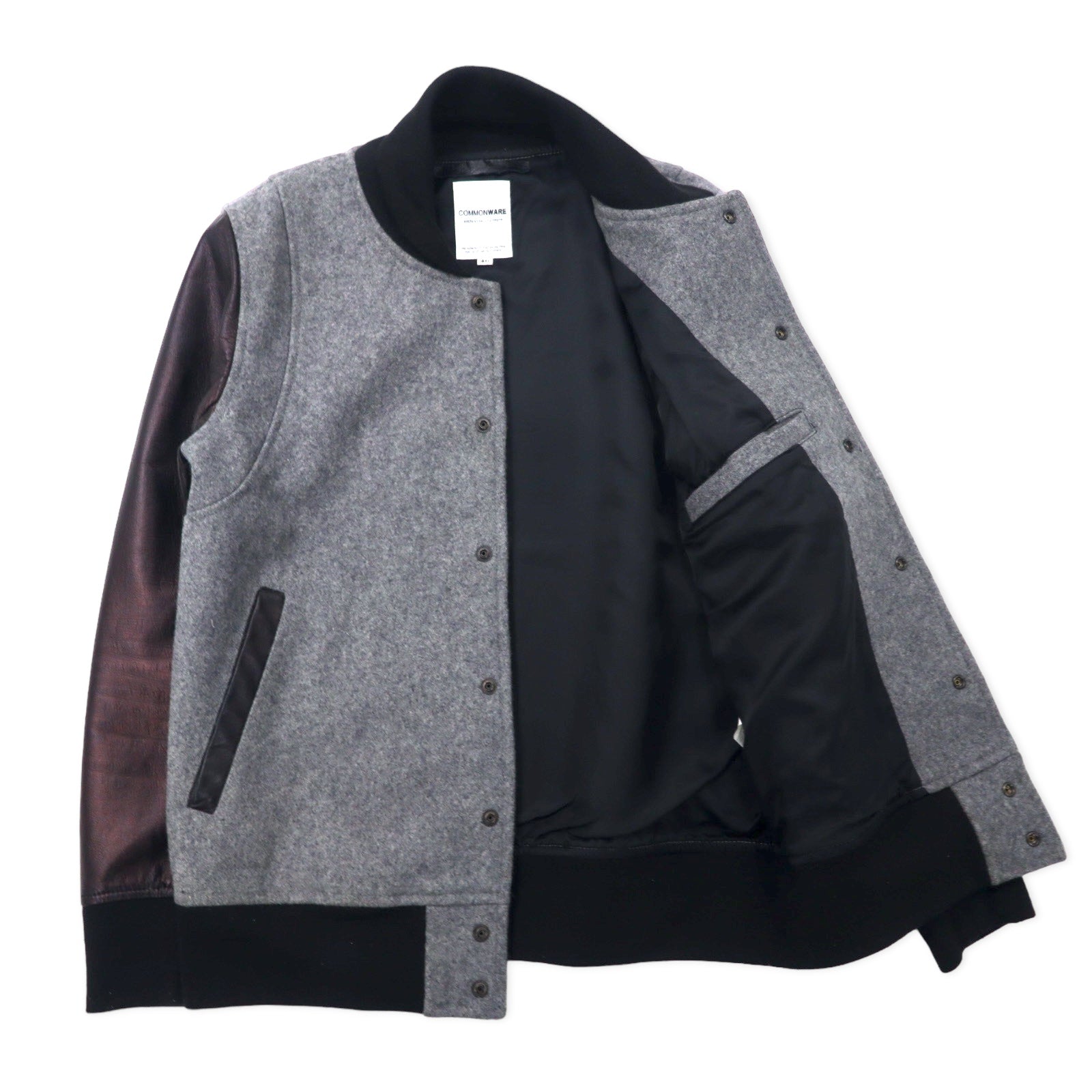 COMMONWARE AMERICAN RAG CIE & MAGINE Giacca da baseball con maniche in pelle di pecora 46 Grigio Lana Pelle di pecora 1344-604MAG