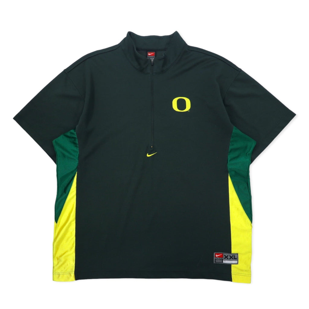 NIKE anni '90, etichetta TEAM, giacca da tuta a mezza zip, manica corta, XXL, verde, poliestere, Swoosh centrale, NCAA DUCKS, taglia grande