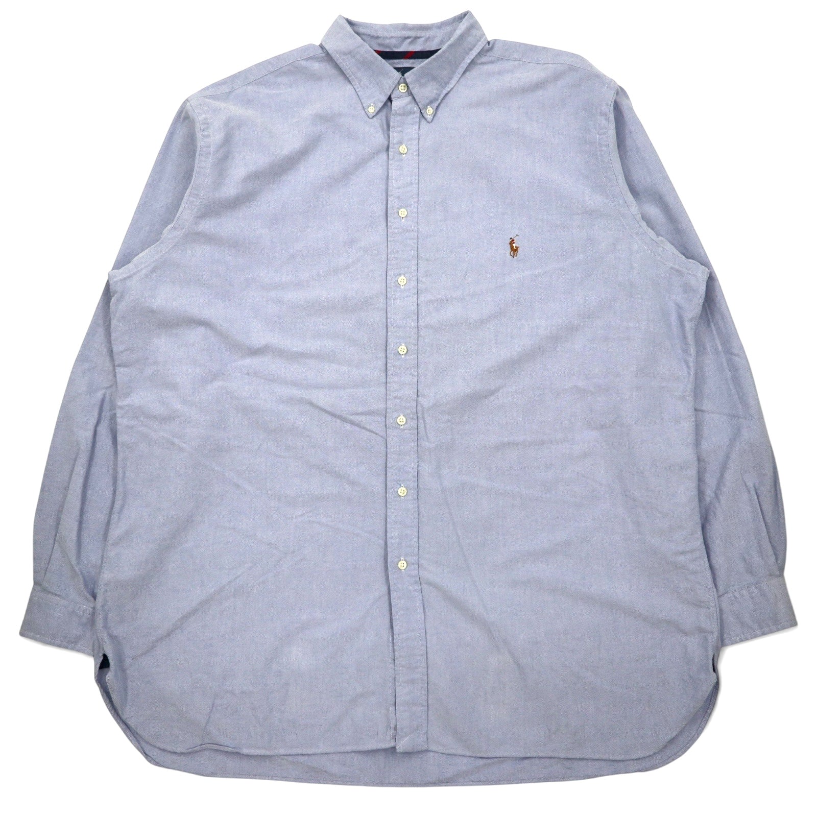 Ralph Lauren 90年代 オックスフォード ボタンダウンシャツ 2XLT ブルー コットン CLASSIC FIT スモールポニー 刺繍