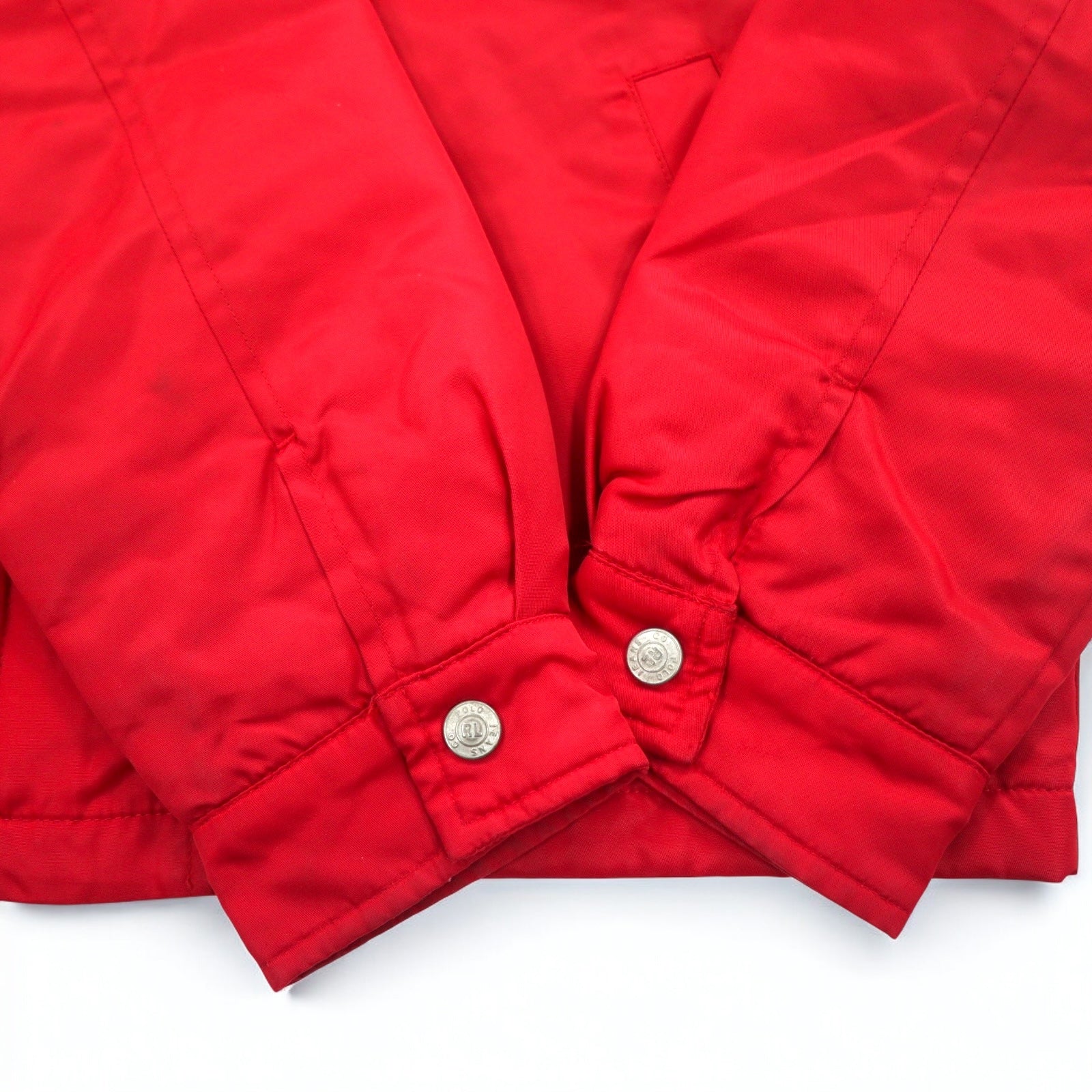 POLO JEANS CO. RALPH LAUREN Giacca con cappuccio in nylon anni '90 S rossa con imbottitura e fodera trapuntata