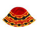 Cappello a secchiello vintage, cappello all'uncinetto, TAGLIA UNICA, rosso, giallo, cotone, lana