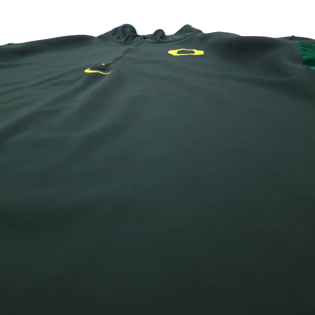 NIKE anni '90, etichetta TEAM, giacca da tuta a mezza zip, manica corta, XXL, verde, poliestere, Swoosh centrale, NCAA DUCKS, taglia grande