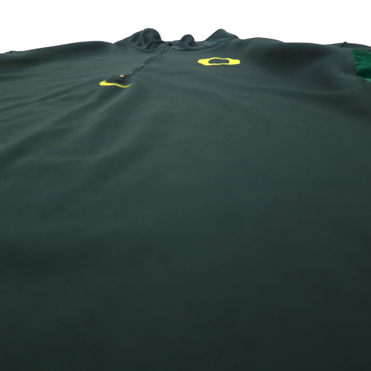 NIKE anni '90, etichetta TEAM, giacca da tuta a mezza zip, manica corta, XXL, verde, poliestere, Swoosh centrale, NCAA DUCKS, taglia grande