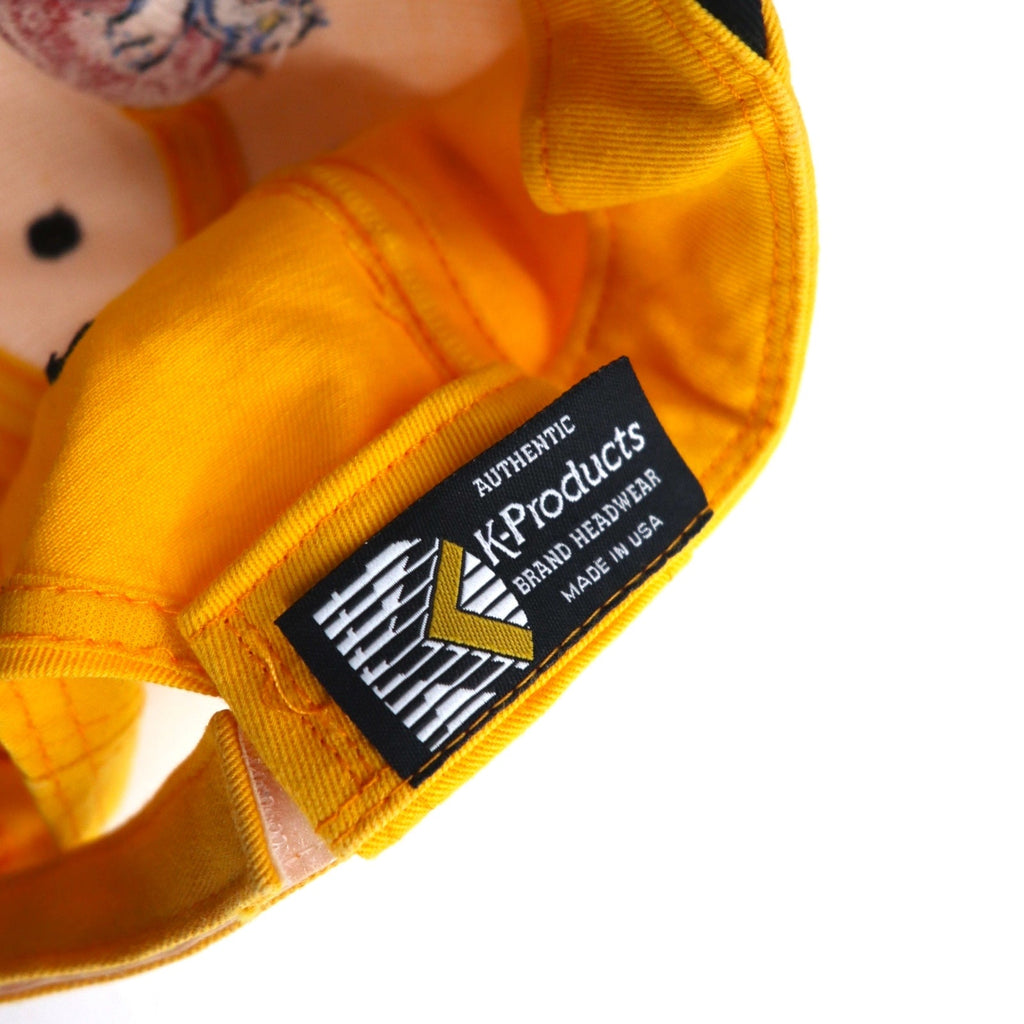 Cappellino a 6 pannelli K-Products, anni '90, Made in USA, taglia unica, giallo JASPER, regolazione con velcro.